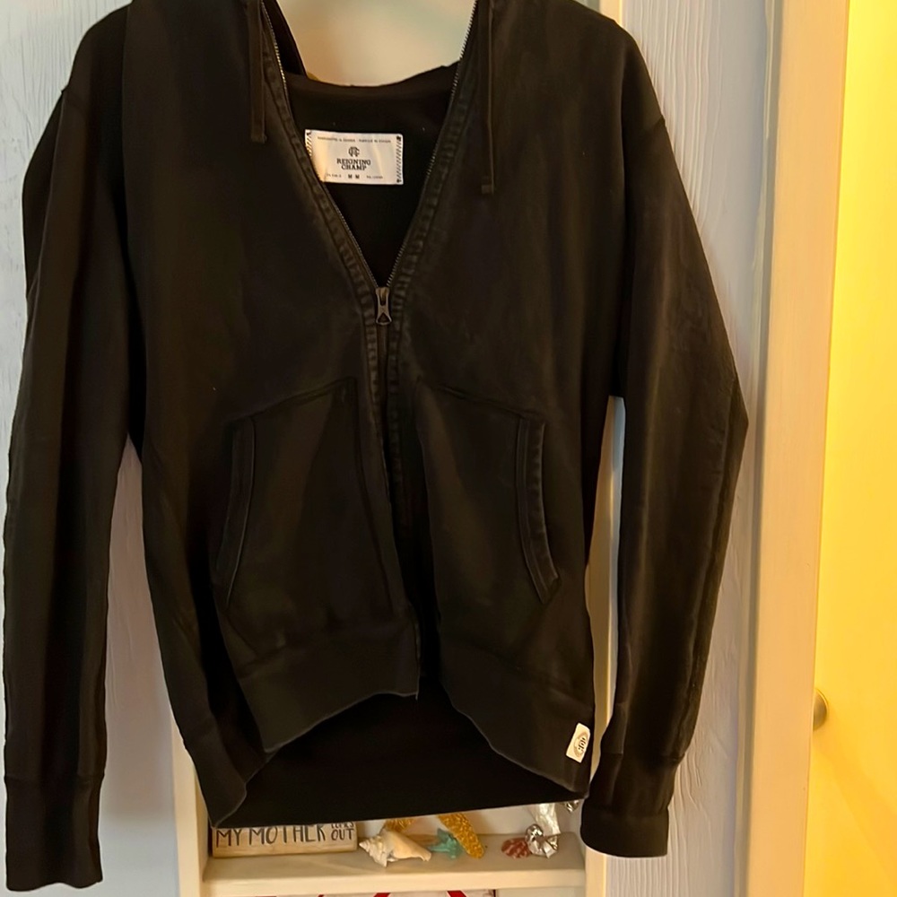 Reigning Champ full zip hoodie - black - size medium